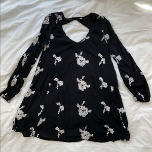 Free People Black Floral Embroidered Dress